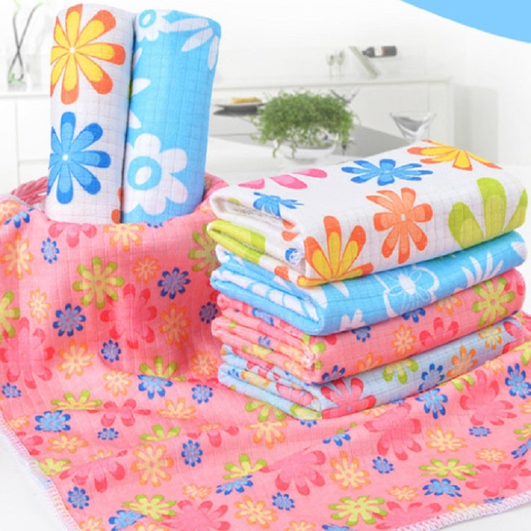 4 PCS / Set Microfiber Printed Flowers Cloth Cleaning Cloth