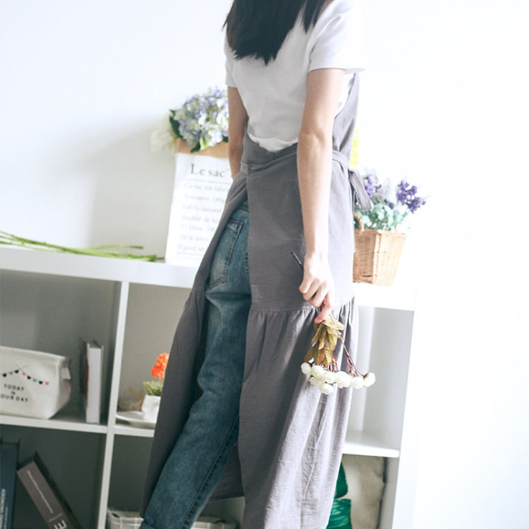Cotton Linen Fishtail Long Slim Fit Apron Florist Manicure Shop Overalls
