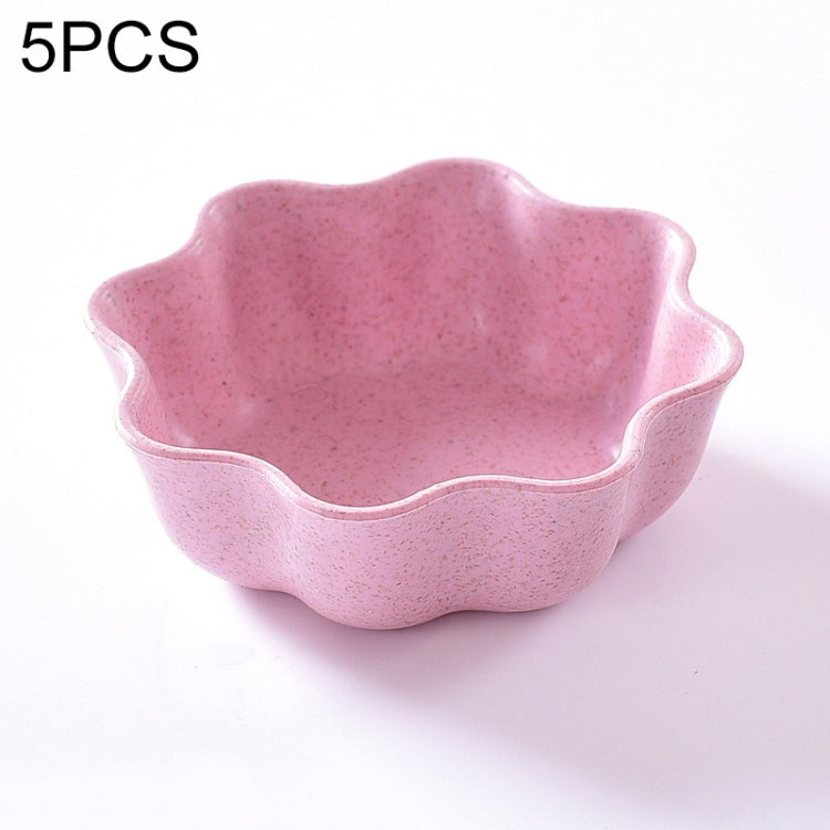 5 PCS Creative Plum Shape Dishes Wheat Straw Seasoning Dish Snack Plate Chili Sauce Ketchup Dressing Salt Dish,Size:7x7x2.5cm