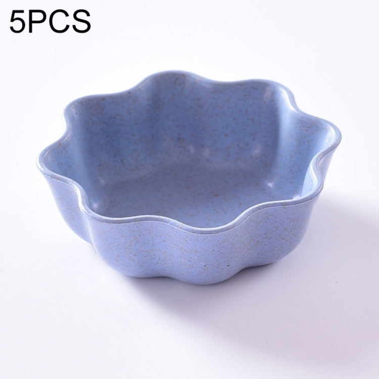 5 PCS Creative Plum Shape Dishes Wheat Straw Seasoning Dish Snack Plate Chili Sauce Ketchup Dressing Salt Dish,Size:7x7x2.5cm