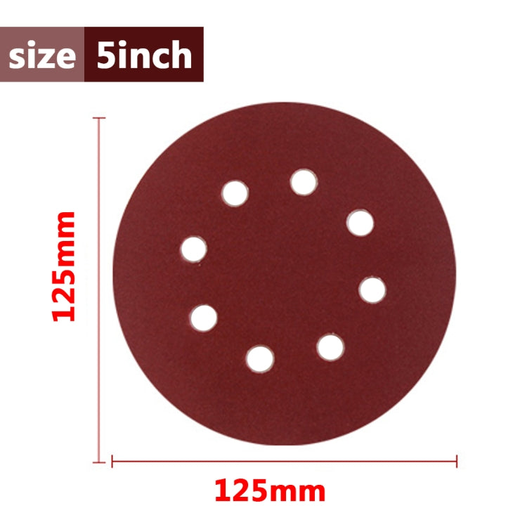 100 PCS 125MM Flocking Sandpaper 5 Inch 8 Hole Disc Sandpaper Self-adhesive Sandpaper