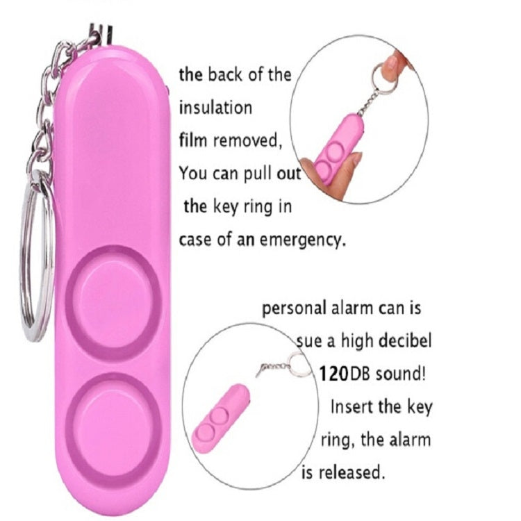 2 PCS 120dB Self Defense Anti-rape Device Dual Speakers Loud Alarm Safety Personal Security Keychain, Random Color Delivery