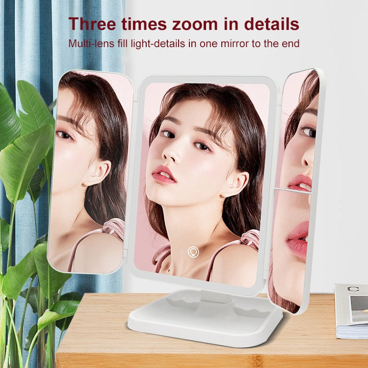 Simple & Stylish LED Three-Fold Square Makeup Mirror