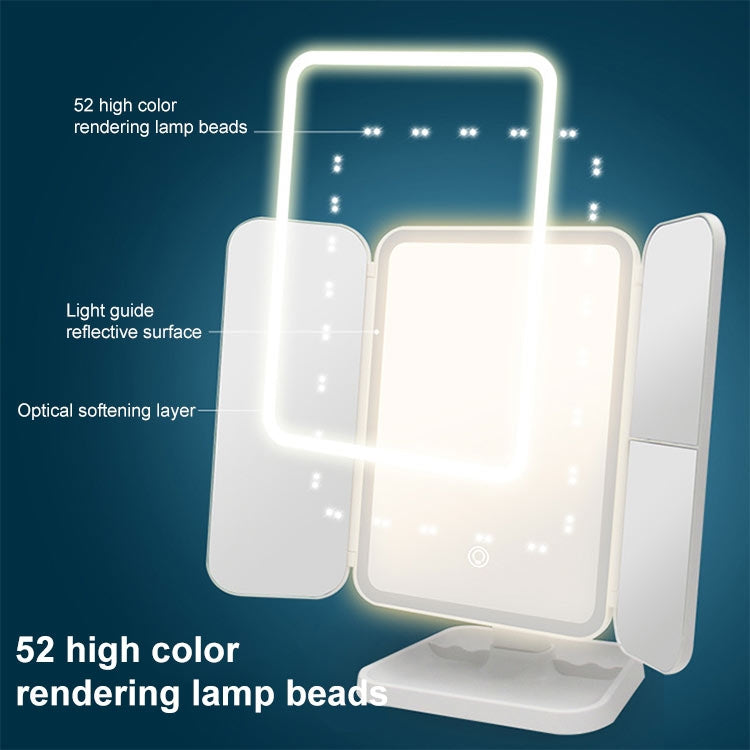 Simple & Stylish LED Three-Fold Square Makeup Mirror