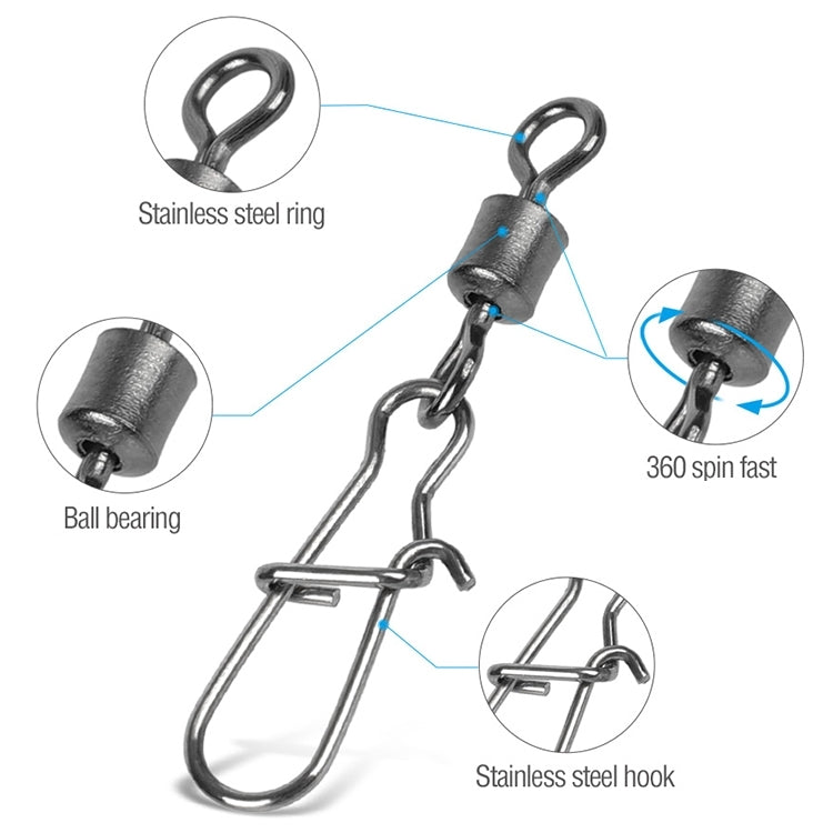 10pcs /Pack Stainless Steel Fishing Connector Bearing Rolling Swivel Connector Fishing Gear Accessories
