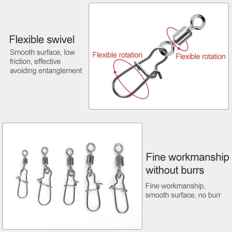 10pcs /Pack Stainless Steel Fishing Connector Bearing Rolling Swivel Connector Fishing Gear Accessories