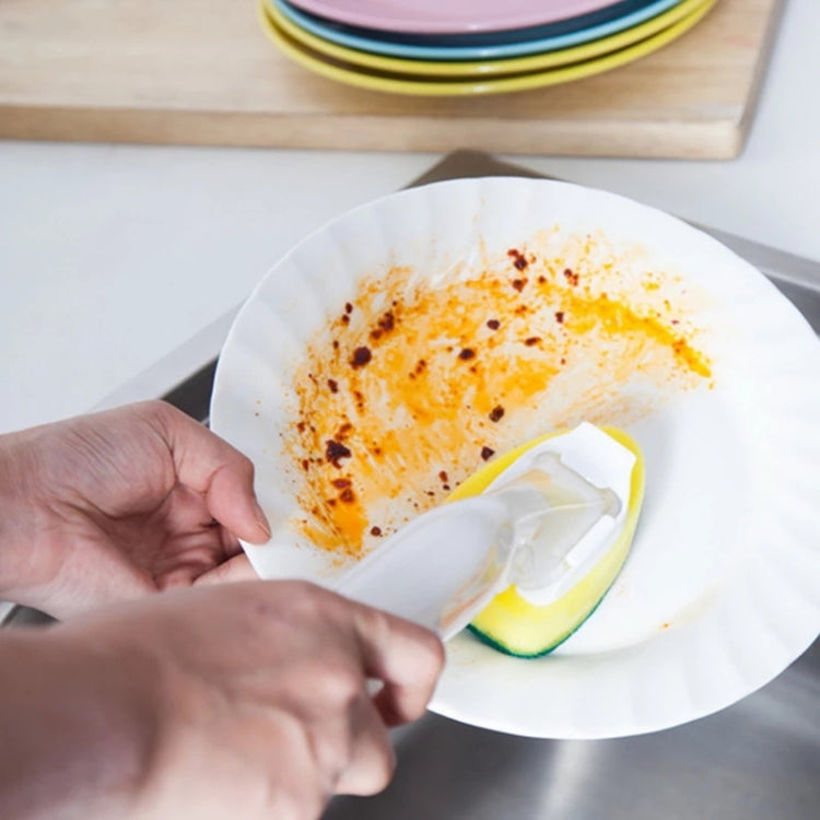 Kitchen Plastic Long Handle Cleaning Brush Automatic Adding Liquid Brush Removable Sponge Brush