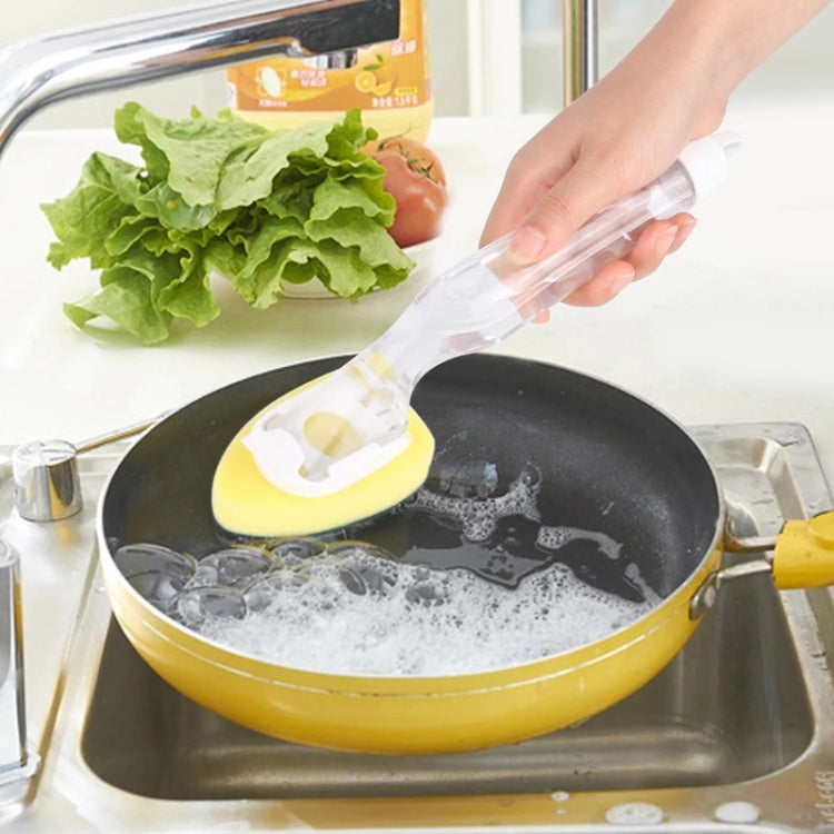 Kitchen Plastic Long Handle Cleaning Brush Automatic Adding Liquid Brush Removable Sponge Brush