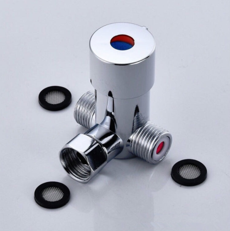 Brass Adjustable Temperature Three-way Valve Cold And Hot Water Mixing Switch Brass Induction Faucet