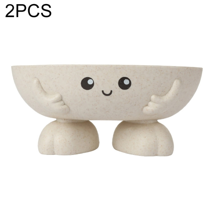 2 PCS Cartoon Soap Box With Wheat Straw