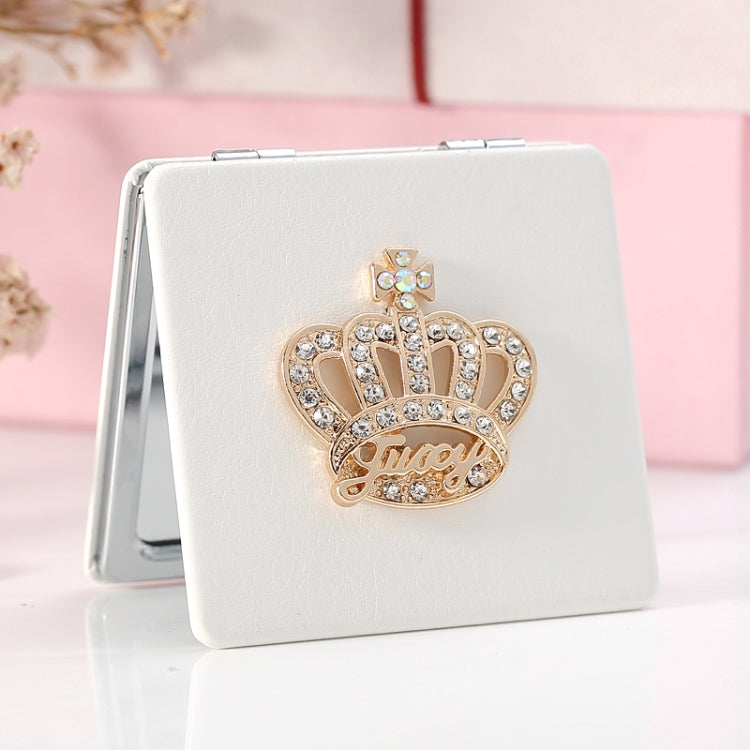Rhinestone Crown Small Mirror Folding Portable Cosmetic Mirror Flip Double Mirror