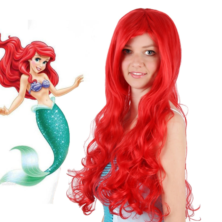 Anime The Little Mermaid Princess Ariel Cosplay Wig Halloween Wig Party Stage Synthetic Red Curly Hair