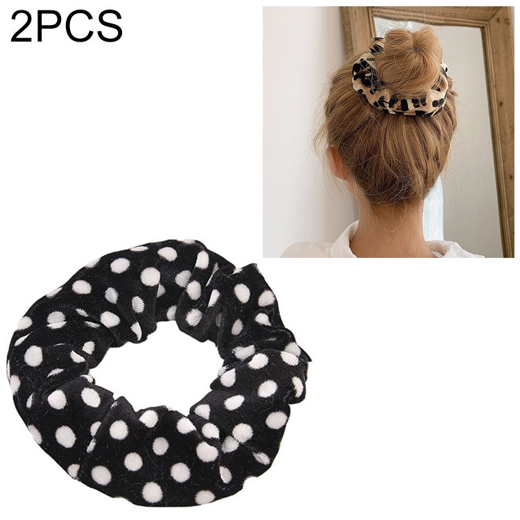 2 PCS Velvet Leopard Hair Ring Gold Velvet Headband Flannel Hair Band Hairball Hair Pocket Flower
