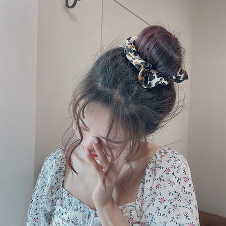 2 PCS Velvet Leopard Hair Ring Gold Velvet Headband Flannel Hair Band Hairball Hair Pocket Flower