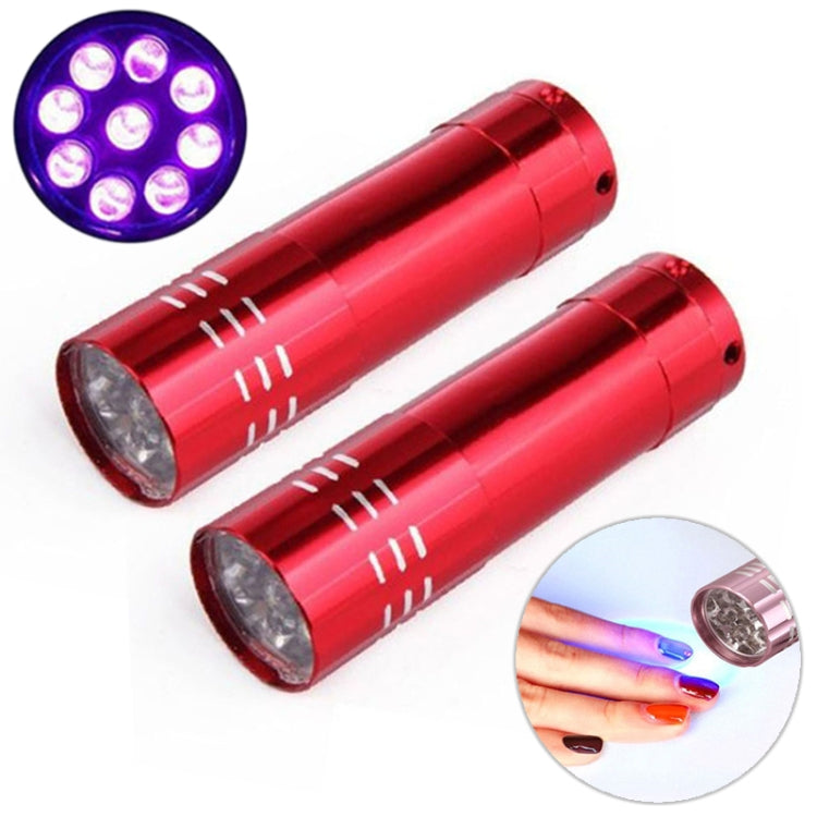 2 PCS Nail Dryer Mini LED Flashlight UV Lamp Portable For Nail Gel Fast Dryer