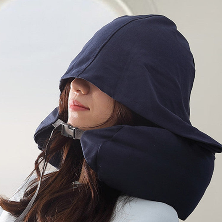 Portable Airplane Travel U-shaped Hooded Pillow Nap Time Neck Pillow