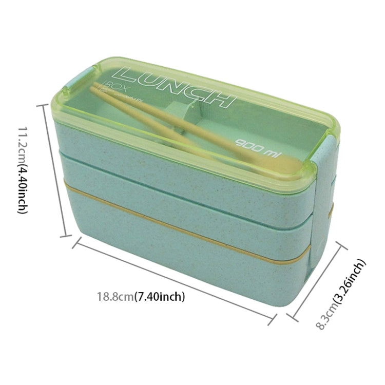 900ml 3 Layers Bento Box Lunch Box Food Container Wheat Straw Material Microwavable Dinnerware Lunchbox
