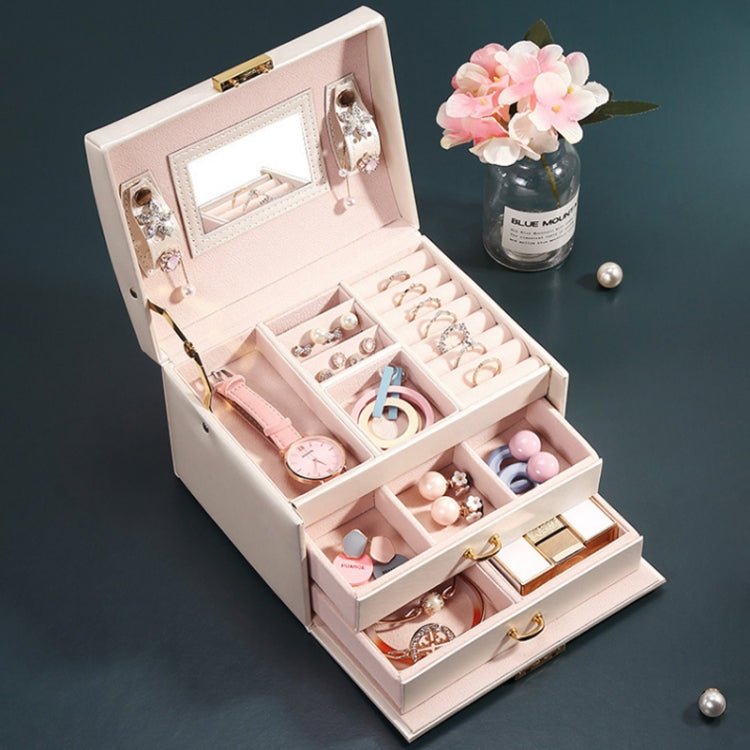 Simple Portable Jewelry Box Earrings Ring Storage Consolidation Box with Drawers, Size : 17.5 x 14 x 13cm