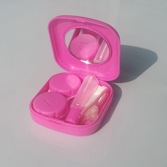 5PCS/Set Mini Square Plastic Contact Lens Case with Mirror