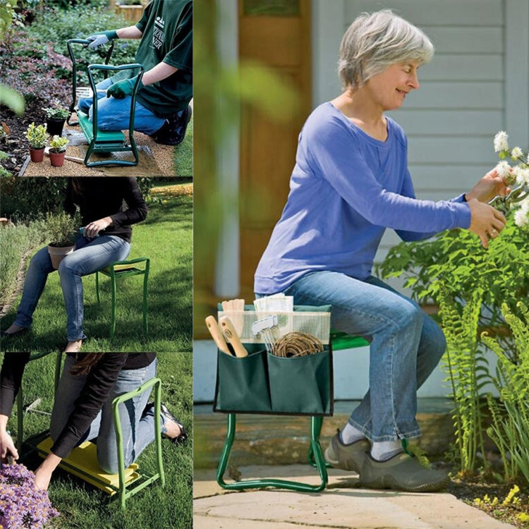 Garden Knee Pads with Handle Folding Stainless Steel Garden Stool with Cushions