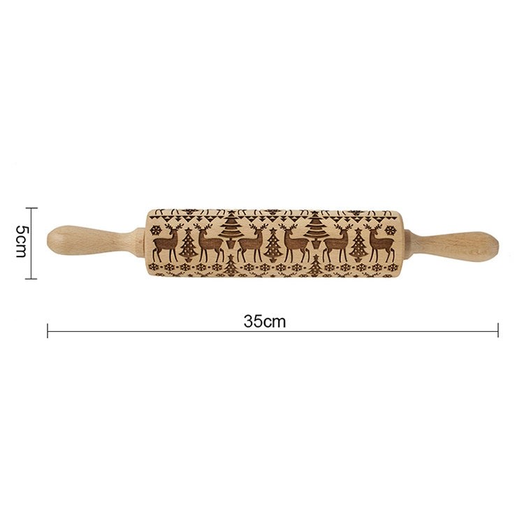 Christmas Embossing Rolling Pin Baking Cookies Fondant Cake Dough Engraved Roller