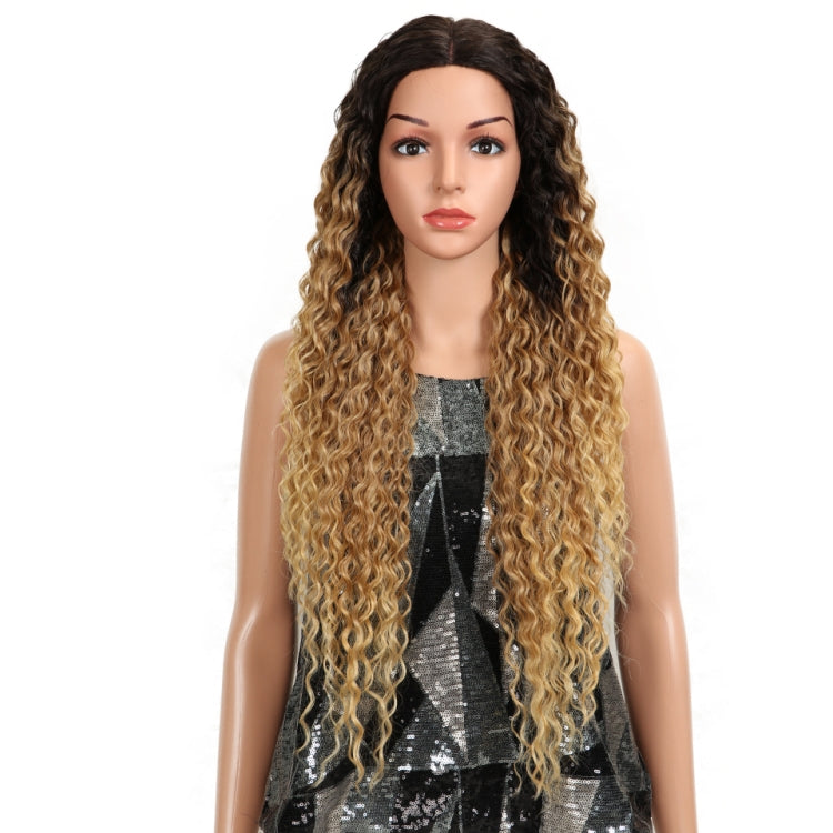 Long Curly Hairpiece High Temperature Fiber Hair 23 Inch Natural Blonde Synthetic Lace Front Wigs