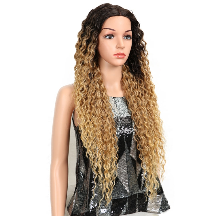 Long Curly Hairpiece High Temperature Fiber Hair 23 Inch Natural Blonde Synthetic Lace Front Wigs