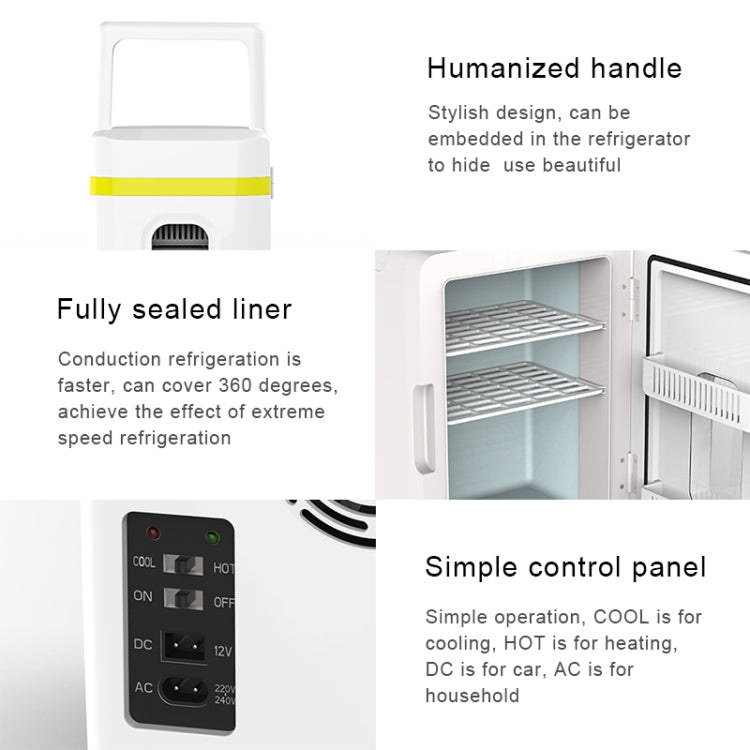 10L Mini Refrigerator Car Home Dual-use Small Dormitory Refrigerator, CN Plug