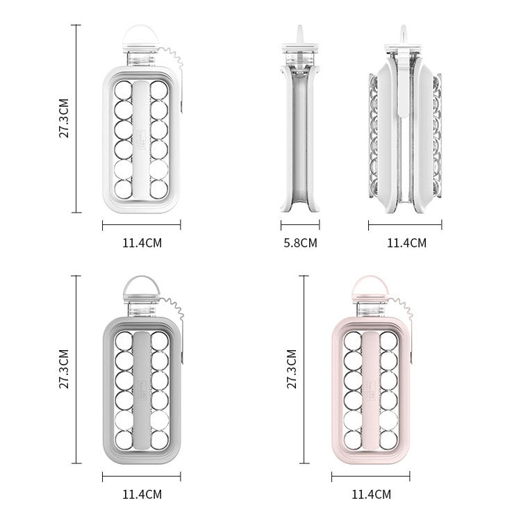 2 in 1 Round Ice Cube Mold Portable Ice Ball Maker Bottle Kettle with Lid White