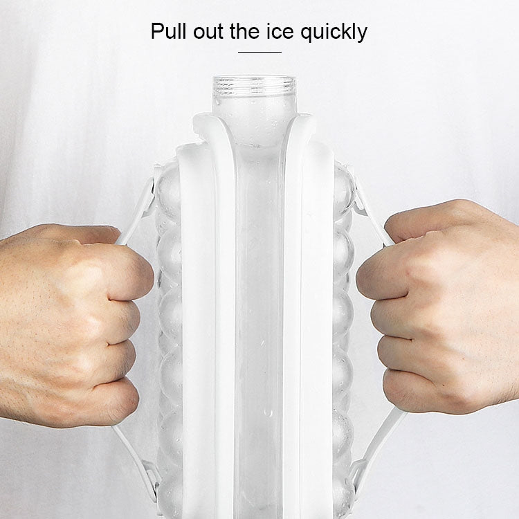 2 in 1 Round Ice Cube Mold Portable Ice Ball Maker Bottle Kettle with Lid White