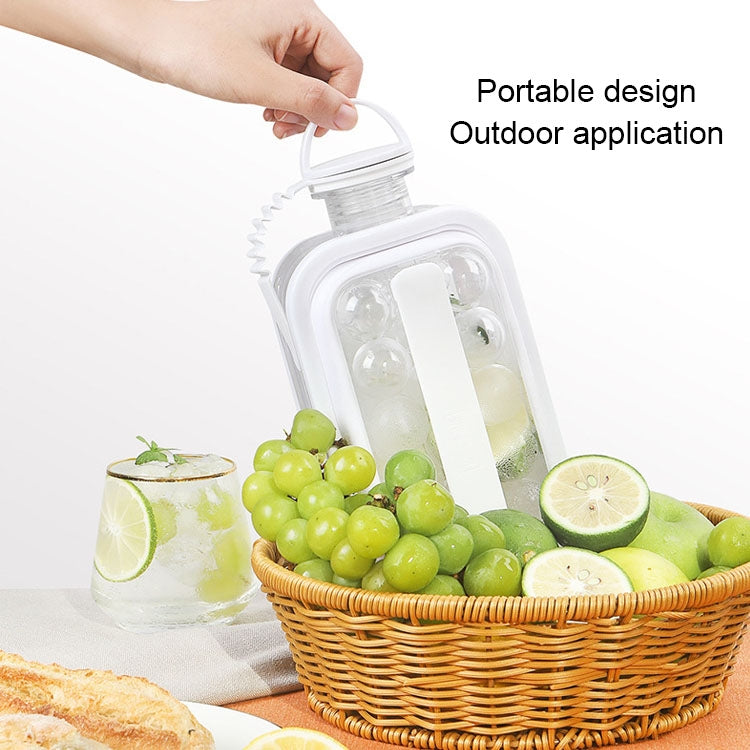 2 in 1 Round Ice Cube Mold Portable Ice Ball Maker Bottle Kettle with Lid White