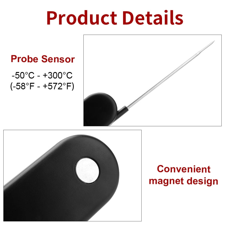 Folding Digital Meat Thermometer Probe Wireless Instant Read Kitchen Cooking Food Long Stainless Steel Probe BBQ Thermometer