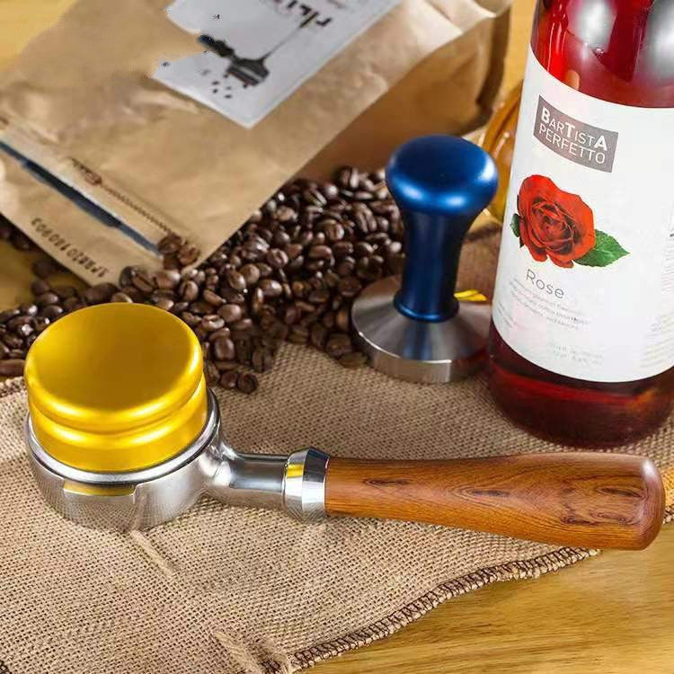 Stainless Steel Coffee Machine Filter Bracket Coffee Bottomless Wooden Handle