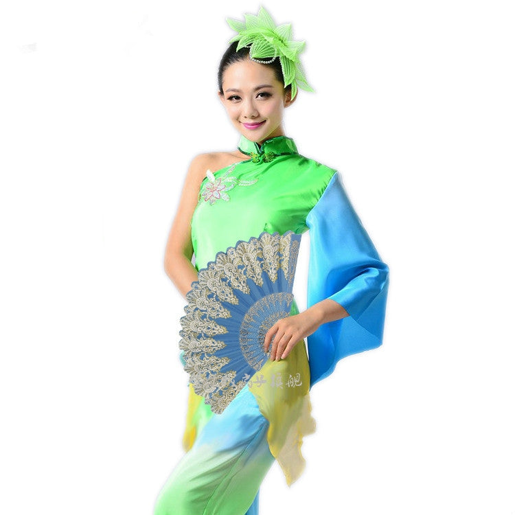 Spain Style Plastic Folding Fan Peacock Lace Fan Ladies Dance Gilding Fan