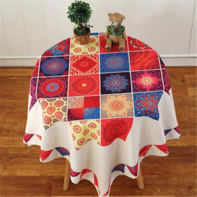 Retro Pattern Linen Table Cloth For Dinner Home Decor Dustproof Table Cover
