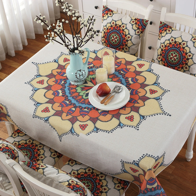 Retro Pattern Linen Table Cloth For Dinner Home Decor Dustproof Table Cover