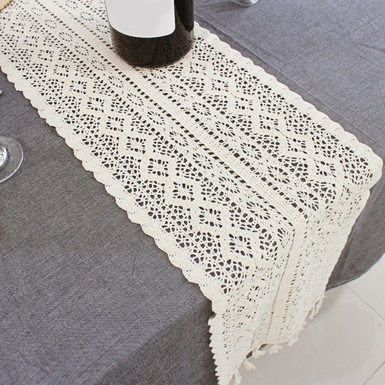 Tassel Lace Floral Romance Retro Crochet Hollow Cotton Blend Table Runner Covers