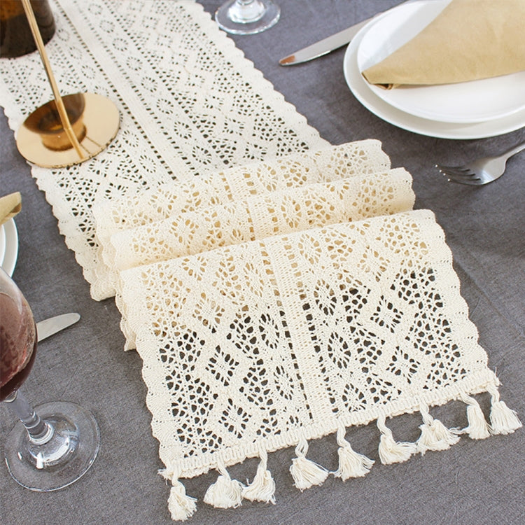 Tassel Lace Floral Romance Retro Crochet Hollow Cotton Blend Table Runner Covers