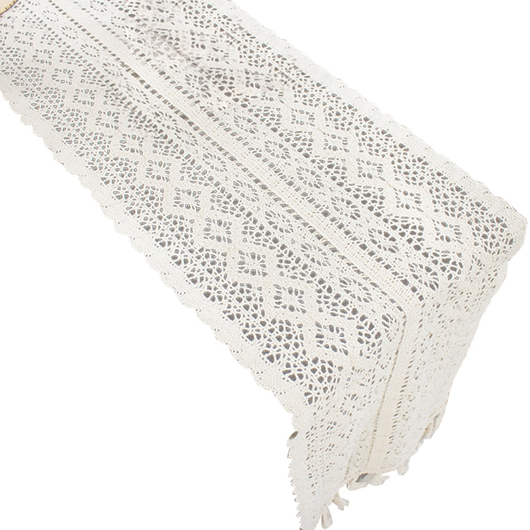 Tassel Lace Floral Romance Retro Crochet Hollow Cotton Blend Table Runner Covers