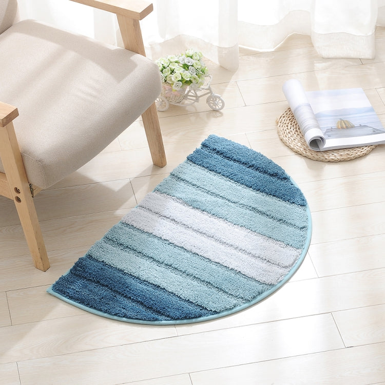 Stripe Pattern Non Slip Microfiber Semi Elliptical Kitchen Dining Room Mat