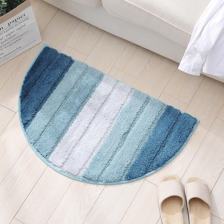 Stripe Pattern Non Slip Microfiber Semi Elliptical Kitchen Dining Room Mat