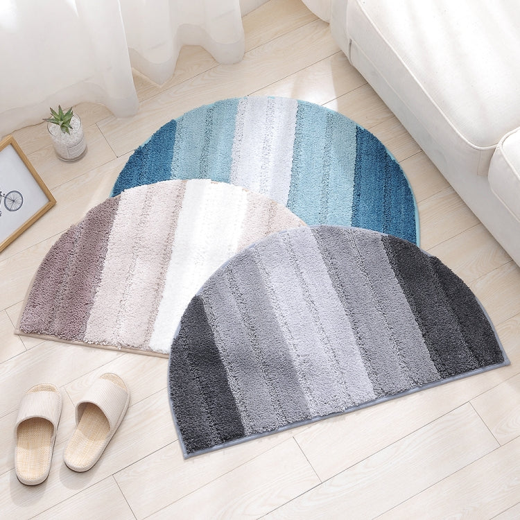 Stripe Pattern Non Slip Microfiber Semi Elliptical Kitchen Dining Room Mat