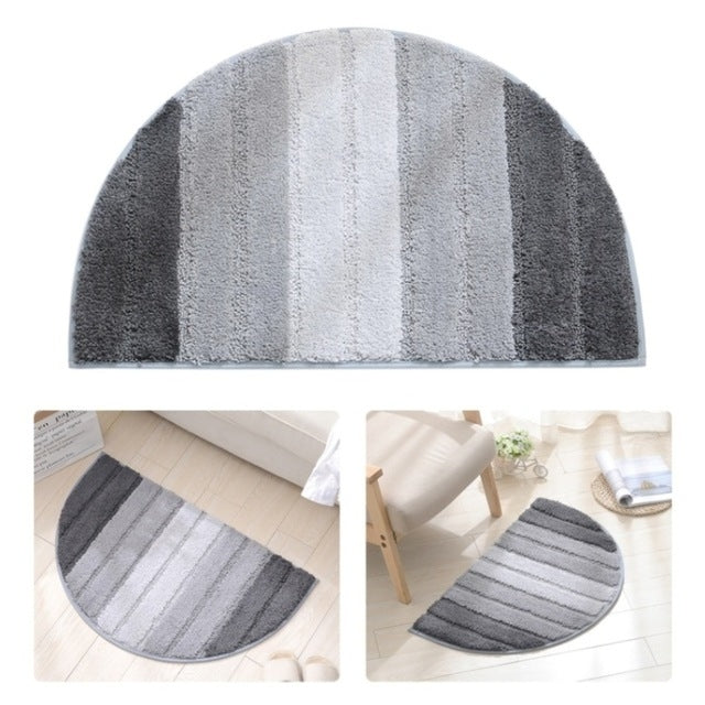 Stripe Pattern Non Slip Microfiber Semi Elliptical Kitchen Dining Room Mat