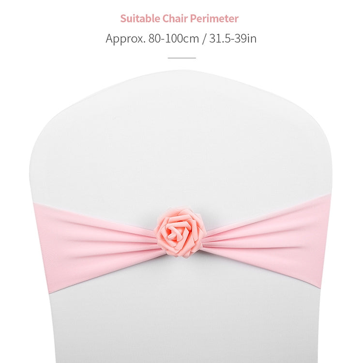Chair Sashes Bows Decor Elastic Spandex Chair Sash with Pink Flower Stretch Chair Band Wedding Decoration