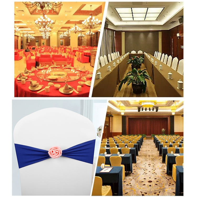 Chair Sashes Bows Decor Elastic Spandex Chair Sash with Pink Flower Stretch Chair Band Wedding Decoration