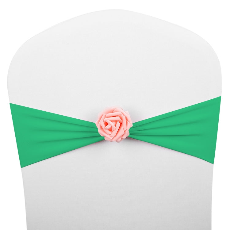 Chair Sashes Bows Decor Elastic Spandex Chair Sash with Pink Flower Stretch Chair Band Wedding Decoration