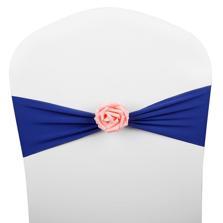 Chair Sashes Bows Decor Elastic Spandex Chair Sash with Pink Flower Stretch Chair Band Wedding Decoration