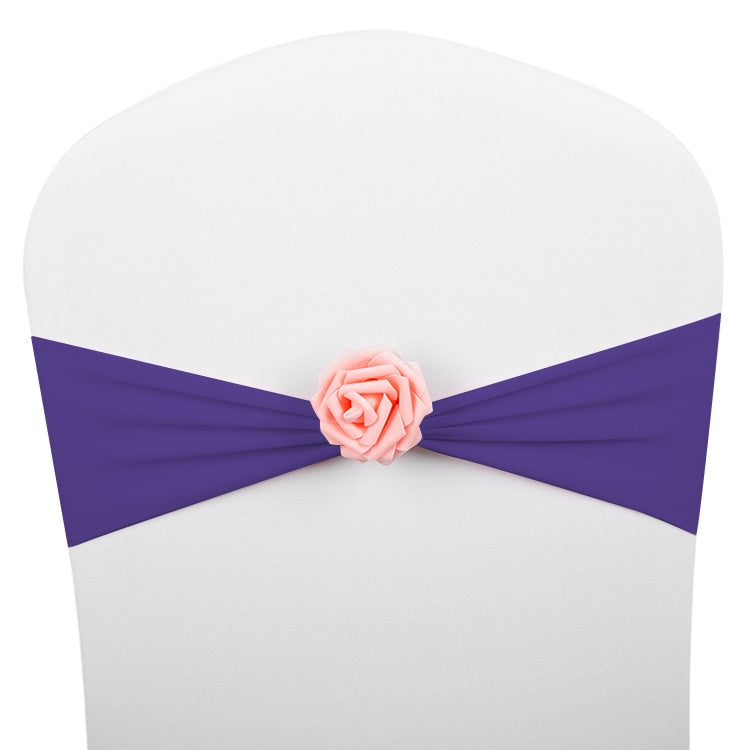 Chair Sashes Bows Decor Elastic Spandex Chair Sash with Pink Flower Stretch Chair Band Wedding Decoration
