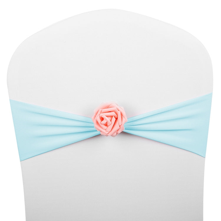 Chair Sashes Bows Decor Elastic Spandex Chair Sash with Pink Flower Stretch Chair Band Wedding Decoration