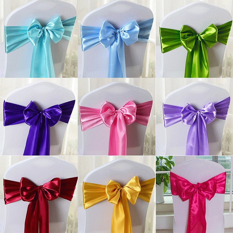 3 PCS Satin Fabric Chair Bows Wedding Chairs Knot Decoration
